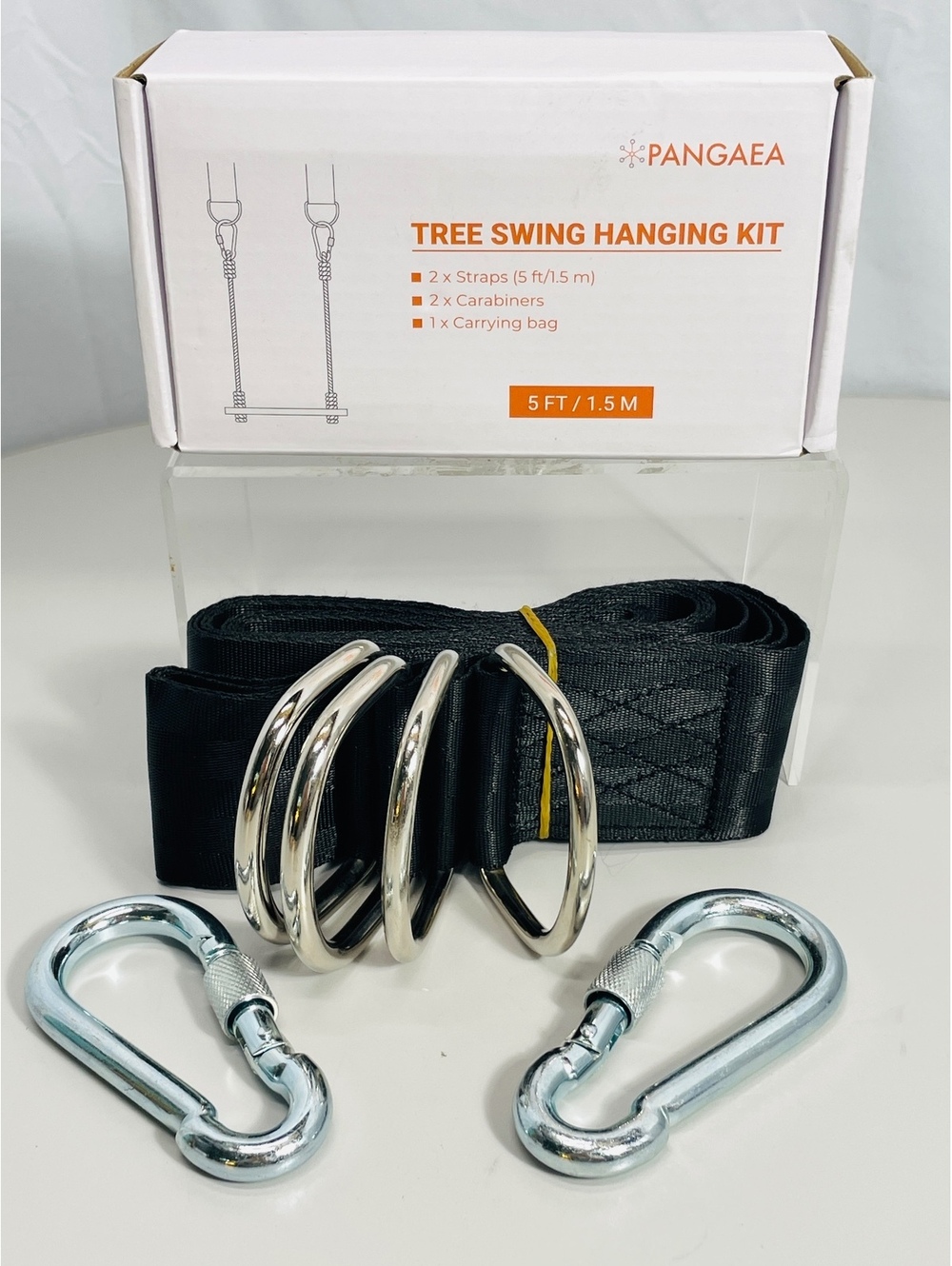 PANGAEA Tree Swing Hanging Kit with Straps and Carabiners 5 ft / 1.5 m